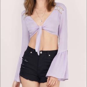 Tobi Long Sleeve Tie Crop Top